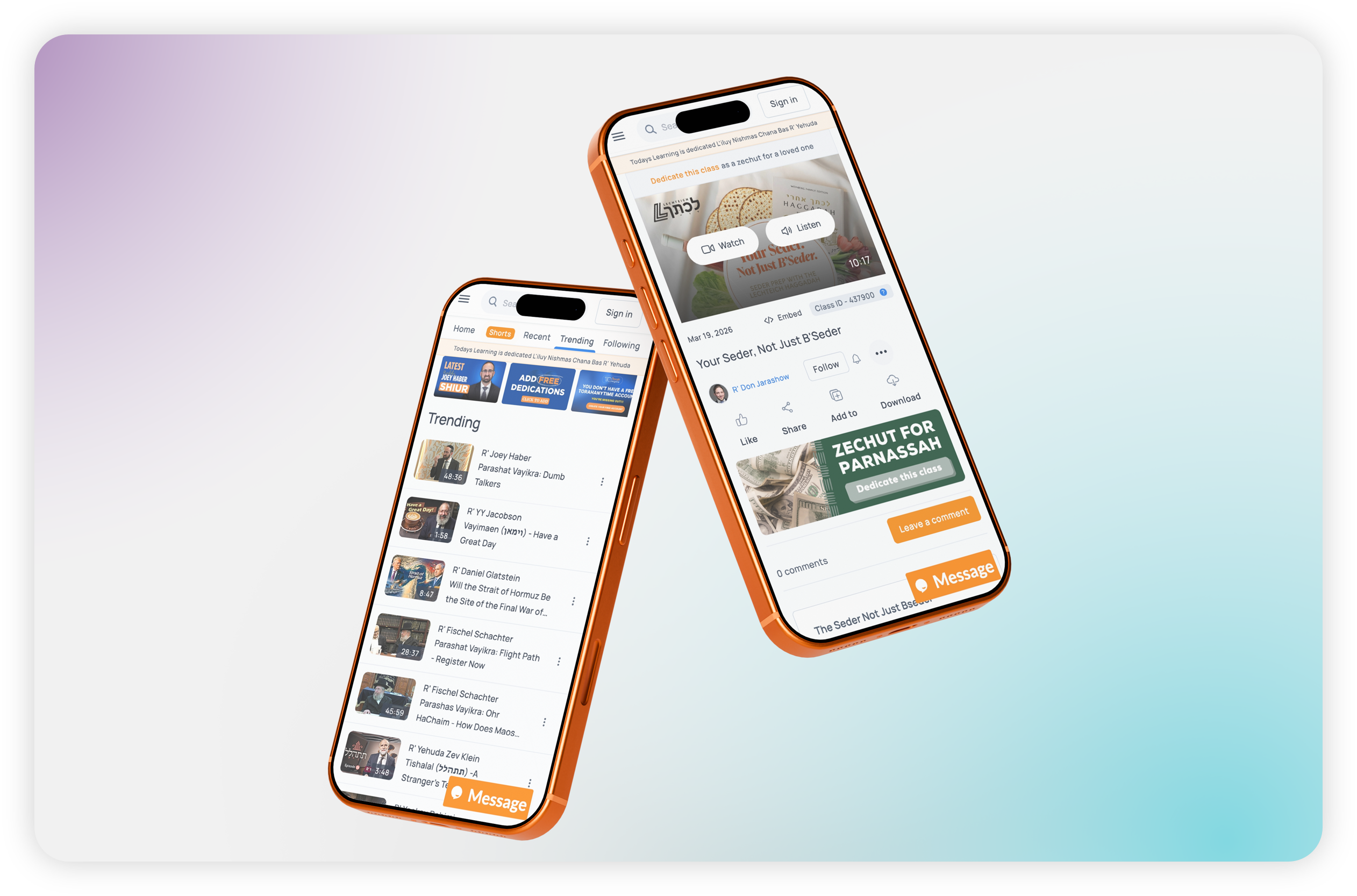 Torah Anytime mobile app screenshots