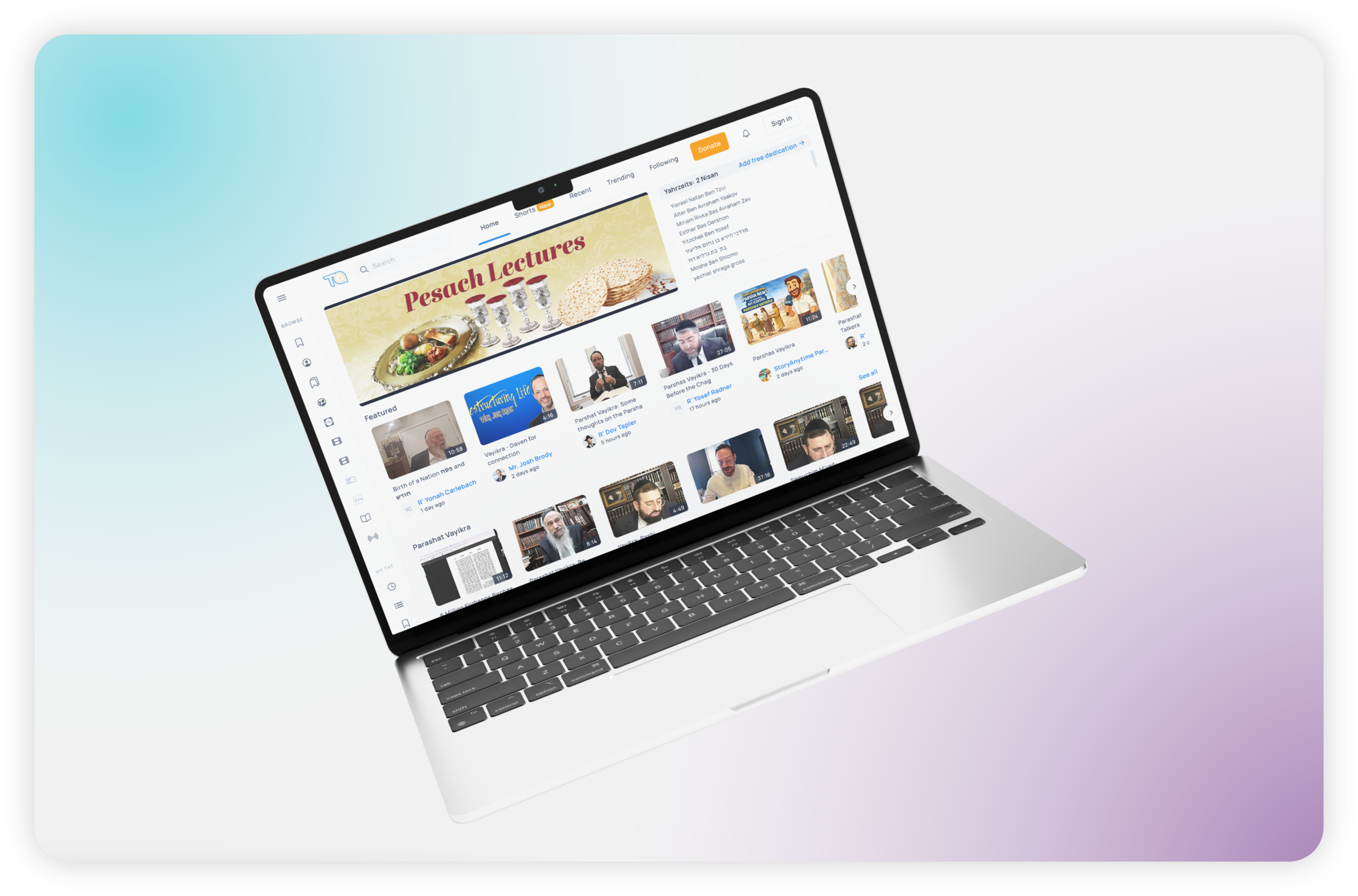 Torah Anytime platform on laptop